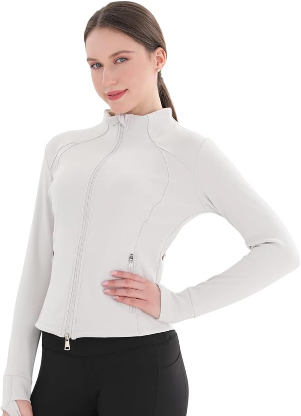 Women's, Thermal, Fleece Lined, Slim Fit, Winter Running, Warm Stand Collar